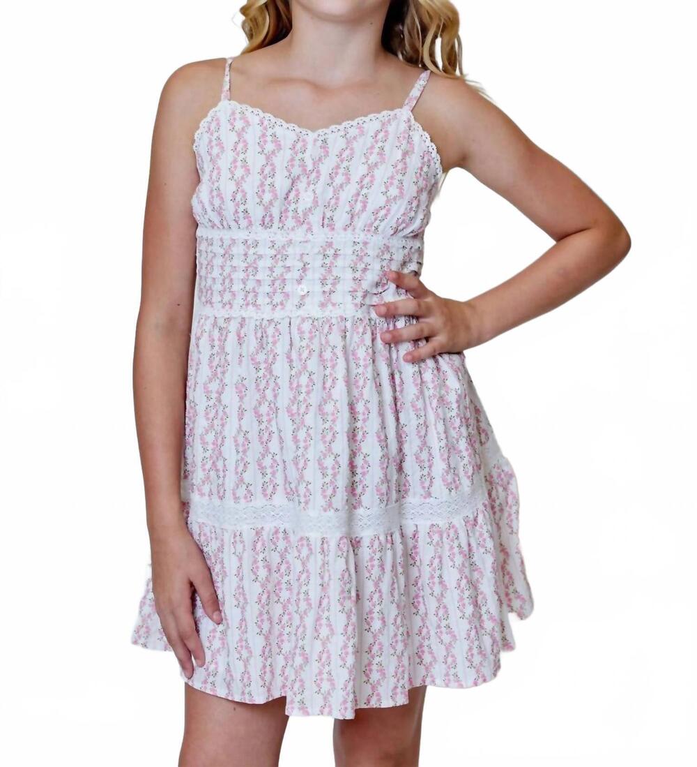 NEW SMALL SHOP girls berry ice floral dress in white